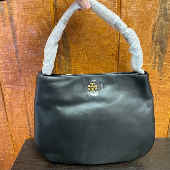 Tory Burch Brooke Large Leather Hobo - Black - Picture 3 of 8